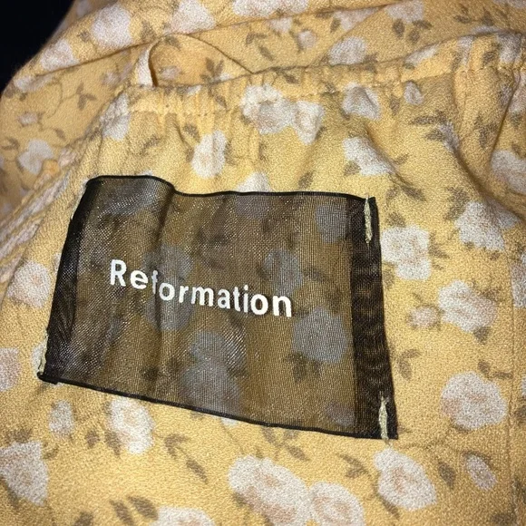 Reformation Floral Yellow Sweetheart Neckline Mini Dress - Picture 2 of 7